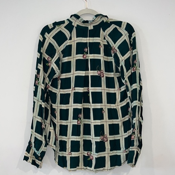 Free People Window To My Heart White/Green Button Down Shirt Size Small - Picture 8 of 16